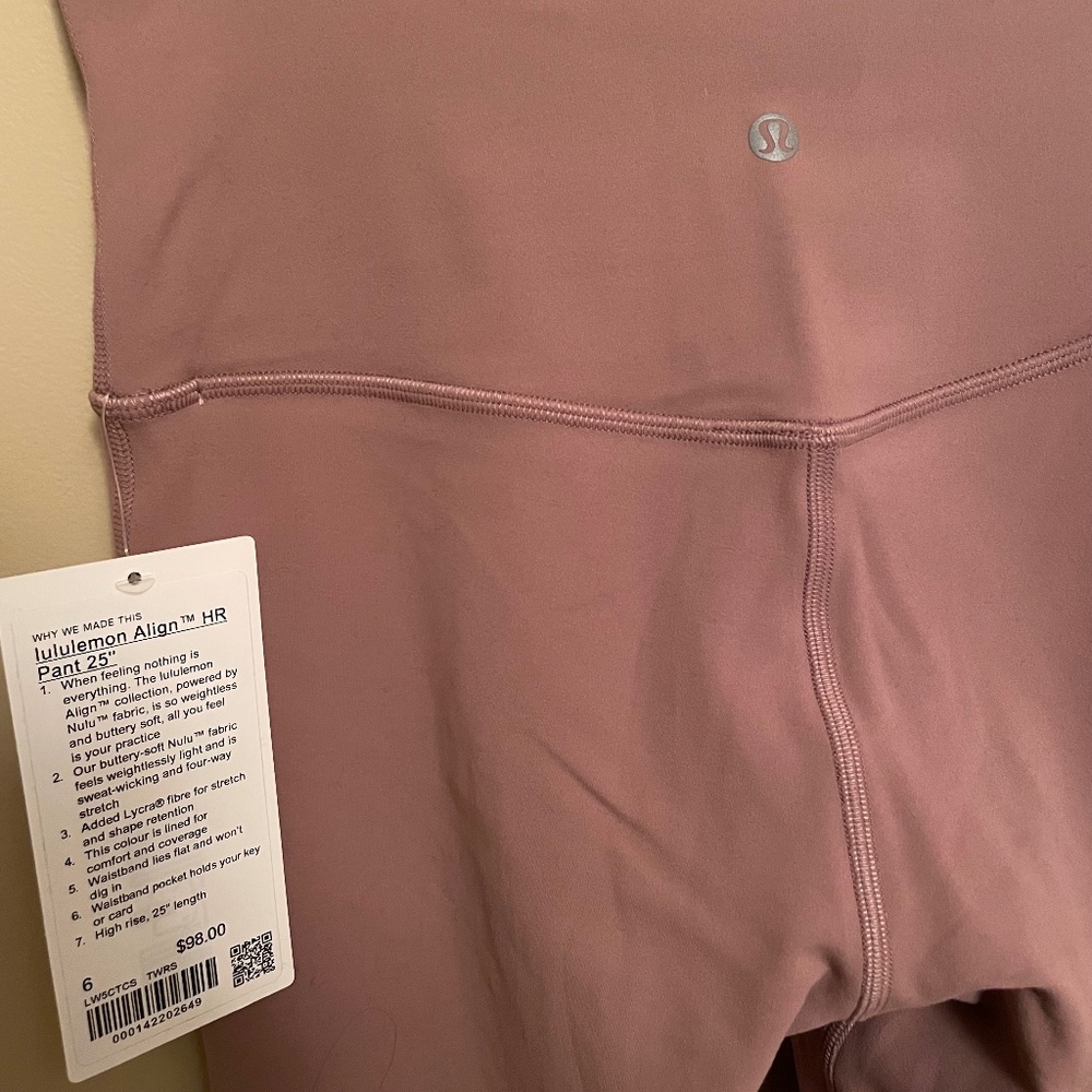 NEW Lululemon Align Tight - Dusty Rose - Size 6
